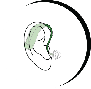 Open Behind-the-Ear hearing aid illustarion