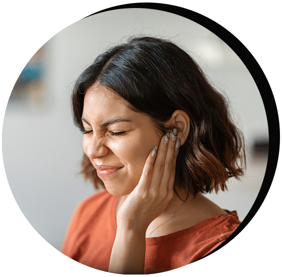 Woman struggling with tinnitus
